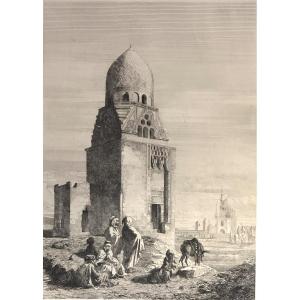 Gabriel TOUDOUZE 1811-1854 Eau forte Route du Caire Suez Tombeau égypte Chalcographie du Louvre /3