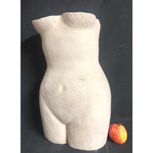 Large Terracotta Sculpture Signed Mm Naked Woman 45cm 