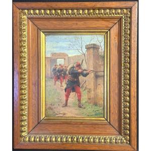 Paul Grolleron 19th Century Oil Military Scene Signed Militaria