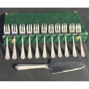 Ercuis Cake Dessert Service In Box Model Victoria Contour Tart Server 11 Forks 6