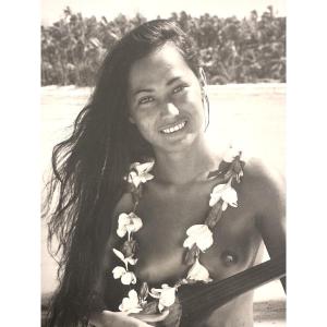 Adolphe Sylvain 1920-1991 Large Naked Tahitian Photo Tahiti Music Photo /2