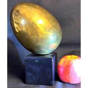 Spectacular Gold Metal Egg Base 1970 Post Modernist 