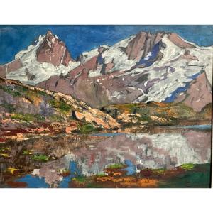 Charles LACOUR 1861-1941 Lyon Huile Lac Lerie La Meije Chazelet Emparis Alpes Montagne /1