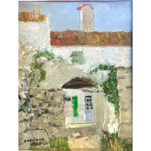 Guy BARDONE 1927-2017 Huile Ars en Ré 1957 île de Ré  signé et situé