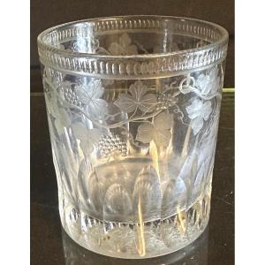 Drinking Glass Goblet Cut 18th Century Vine Branches And Wine Monogram 