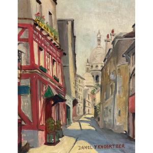 Danel Knoertzer Oil Salon 1959 Rustic Street In Montmartre Sacred Heart Paris 18th