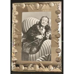 Salvador Dali Interpress Photograph Circa 1960 In Its Period Mirror Glass Frame Cliché 