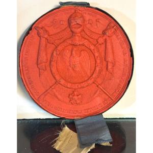 Large Original Wax Seal Emperor Napoleon King Of Italy Double Sided In Box Collection 