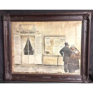 Jean François Raffaelli 1850-1924 Wedding Room Wedding Guests Lithograph Colors 