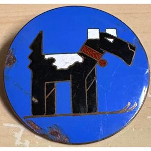 Rare Brooch 1930 Scottish Skier Ric Et Rac Fox Terrier Dog Skiing Pol Rab Email