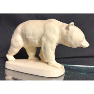 Art Deco Walking Bear Sarreguemines 1930 Signed Ref 5054 Sarreguemines Museum Very Good Condition 