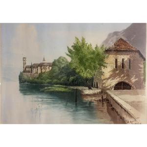 Joanny DREVET Abbaye Royale d’Hautecombe Savoie Le Port Eau forte couleurs Haute Combe 