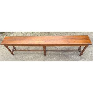 Large Solid Oak Bench Late 19th Century 200 Cm Very Good Condition 