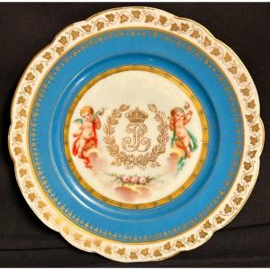 Assiette du Service du Roi Louis Philippe Château des Tuileries aux Amours  Sèvres vers 1846