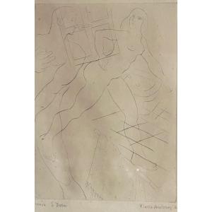 Pierre Ambrogiani 1907-1985 Lithograph Woman And Man Signed