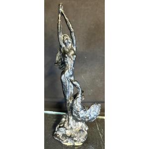 Joseph Giuseppe D’ASTE 1881-1945 Bronze Leda et le Cygne Cire perdue début XXe En très bon état