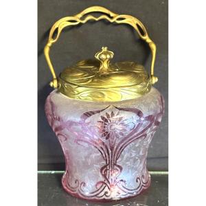 Baccarat Acid Etched Crystal Biscuit Bucket Complete And Very Good Condition Art Nouveau Jar