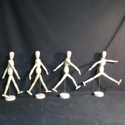 X4 MANNEQUINS D'ETUDE pour artiste en bois articulé mannequin  