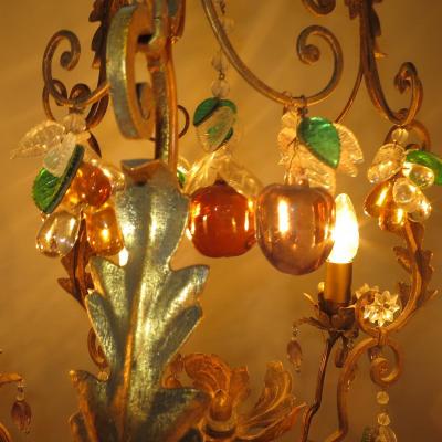 Chandelier Baguès In Patina Gold And Fruit Color Crystal