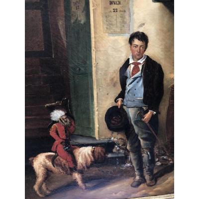 Alexandre Gabriel Decamps In The Taste Young Beggar Monkey Operator Nineteenth Oil On Canvas