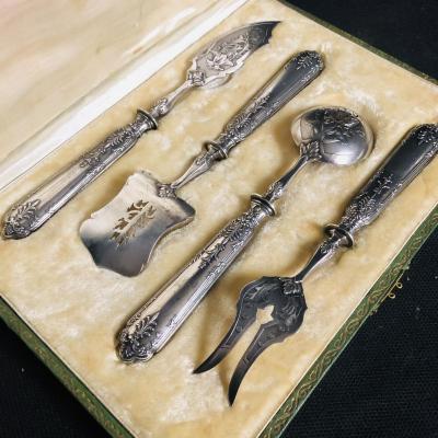 Service Hors-d'oeuvre Silver Handle Minerva Style Directoire In Box Out Of Work