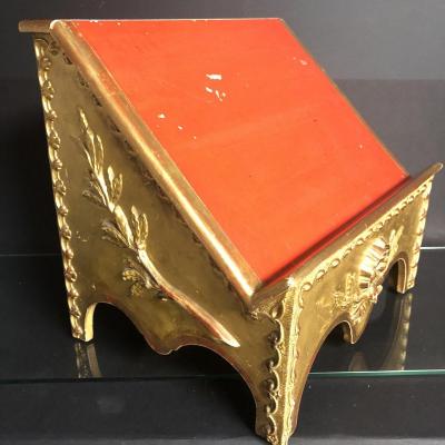 Lutrin Table / Door Book Nineteenth Gilt Wood And Red