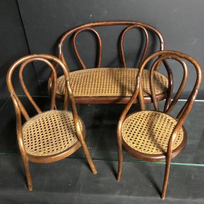 Rare Doll's Lounge 1900 In Bent Wood Style Thonet Children's Game In Tbe