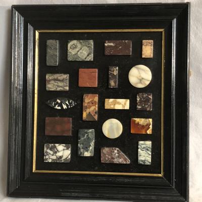 Rare Nineteenth Frame With Various Samples Marble Library Lithotheque
