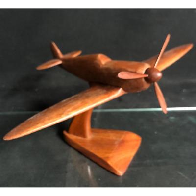 MAQUETTE AVION en palissandre Spitfire aviation