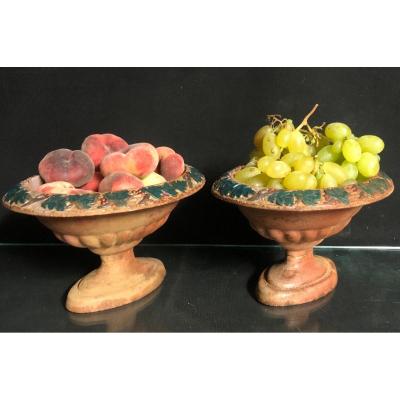 Pair Of Small And Charming 19th Century Cast Iron Basins Planter Vases