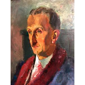 Wlly EISENSHITZ 1889-1974 GRAND portrait huile Origine juif Autrichien exposition Musée Liozon