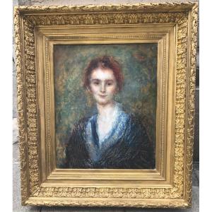 Jeanne Forain 1865-1954 Large Oil 1921 Post Impressionist Portrait Young Woman (jeanette?)