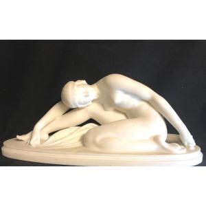 E. Vanet 19th-20th Important Sculpture 61 Cm White Marble Art Deco 1930