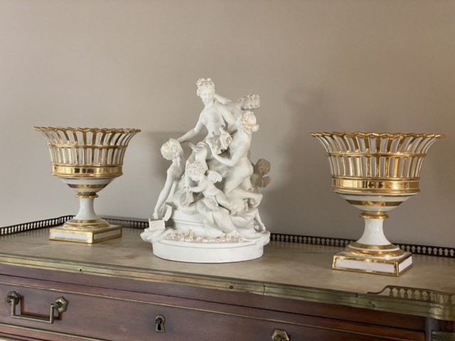 Paire De Coupe En Porcelaine De Paris D’époque Empire Restauration -photo-2