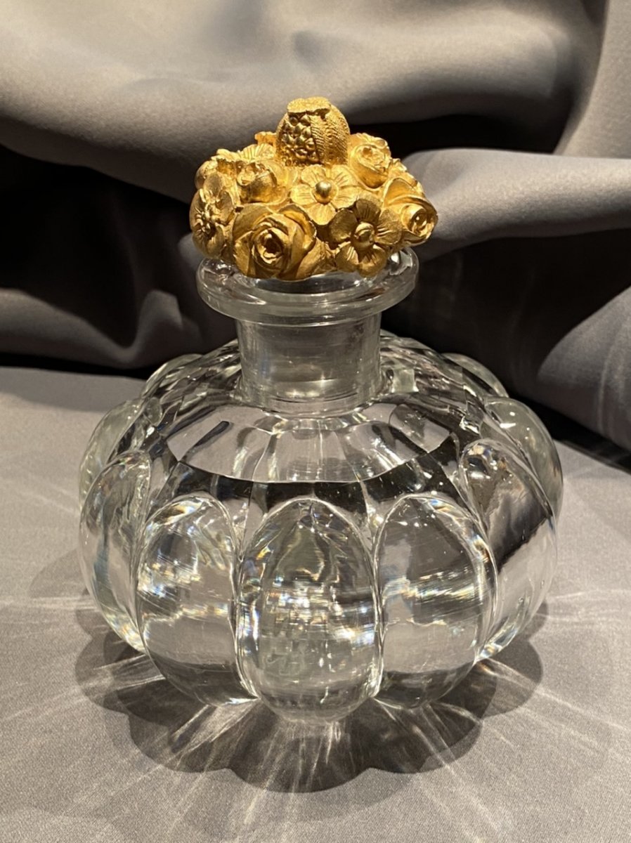 Paire De Flacons à Parfum En Cristal De Baccarat / Le Creusot  d’époque Restauration -photo-2