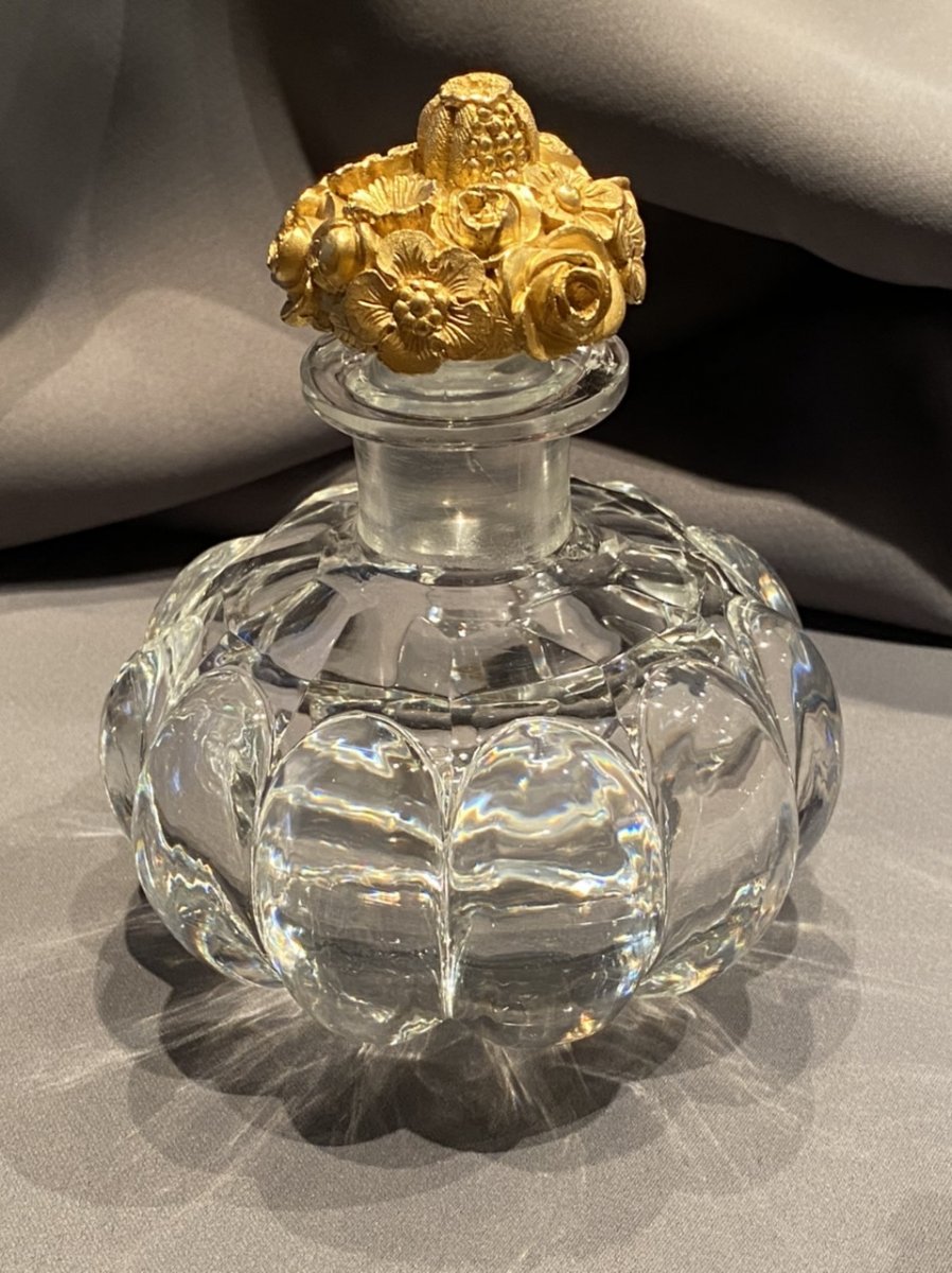 Paire De Flacons à Parfum En Cristal De Baccarat / Le Creusot  d’époque Restauration -photo-3