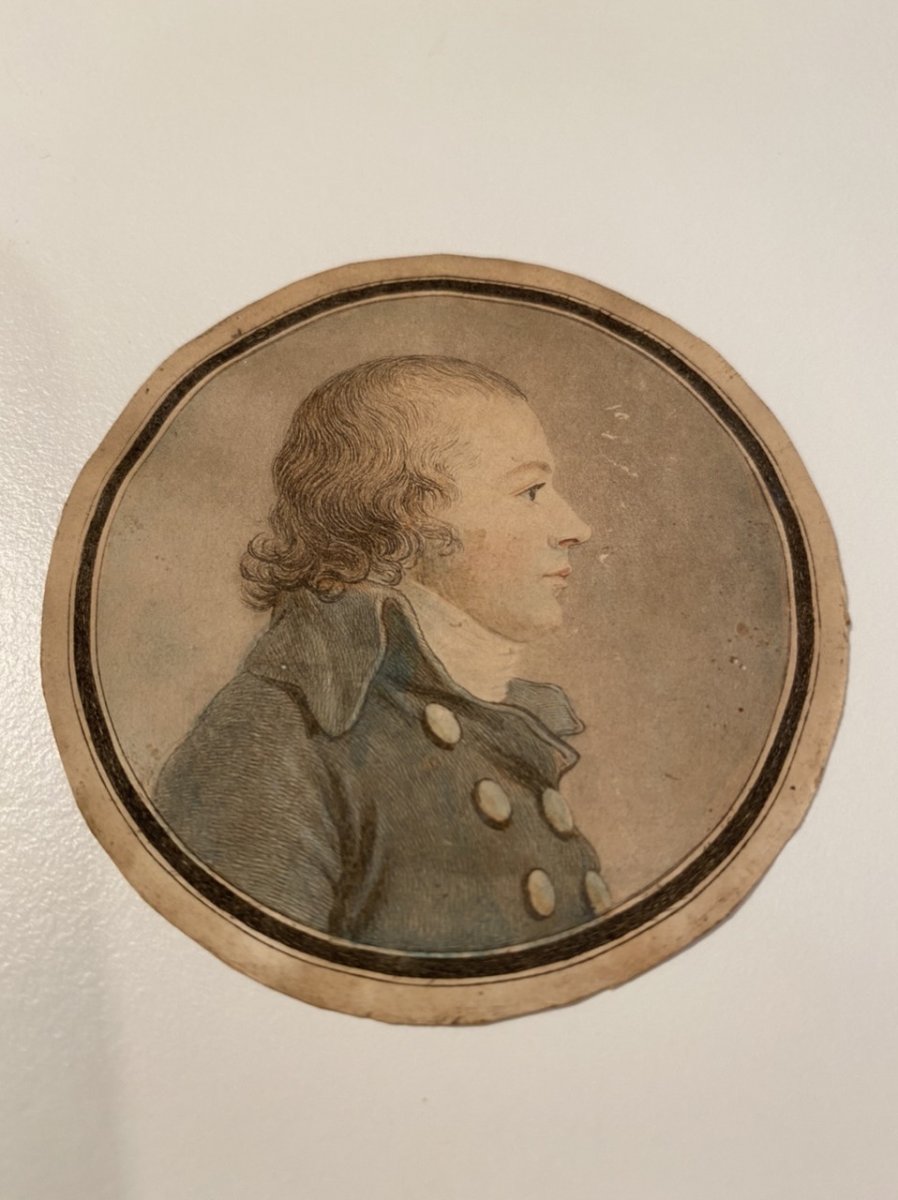 Miniature In Medallion, Engraving Representing A Man From The Eighteenth Century-photo-3