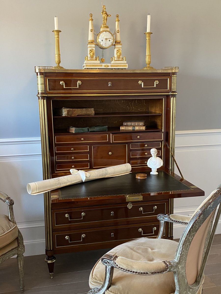 Secretary In Mahogany And Mahogany Veneer From Santo Domingo From Directoire Period XVIII-photo-7