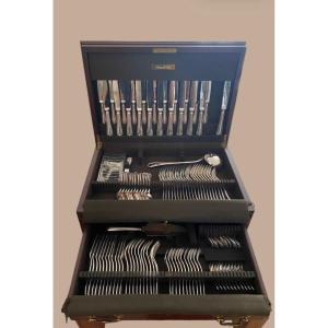 Christofle "beautiful Cutlery Set In Silver Metal, Spatours Model"