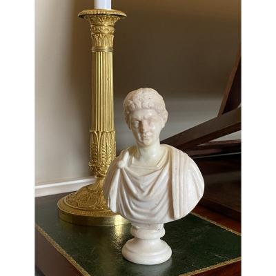 Bust Of A Roman Emperor In White Marble Eighteenth Century