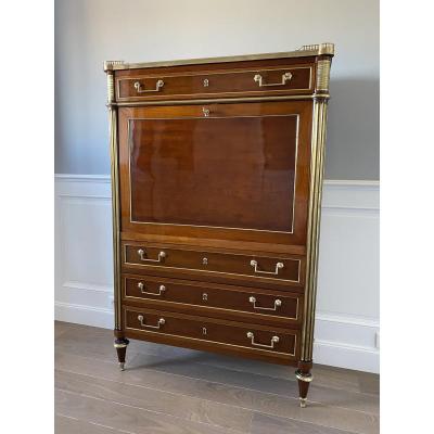 Secretary In Mahogany And Mahogany Veneer From Santo Domingo From Directoire Period XVIII