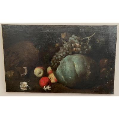 Très Belle Nature Morte Attribuée à Giovanni Castelli Dit  « lo Spadino » Fin Du  XVIIeme 