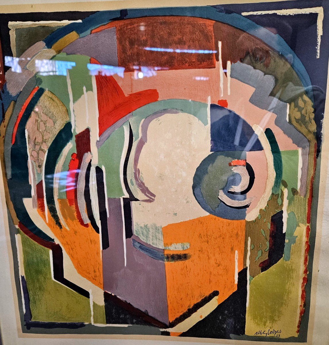 Albert Gleizes : Composition Cubiste, Lithographie Originale -photo-2