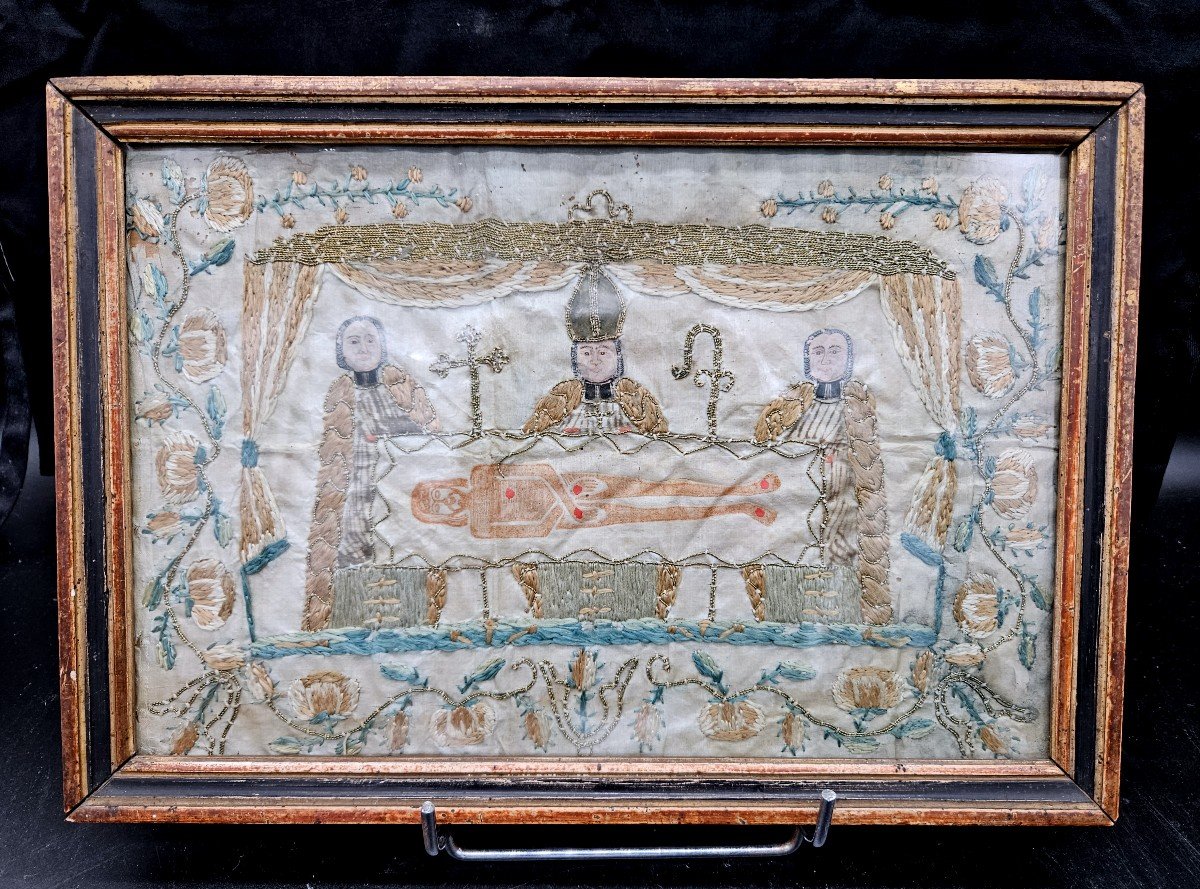 Holy Shroud Of Besançon, Silk Embroidery 18th Century