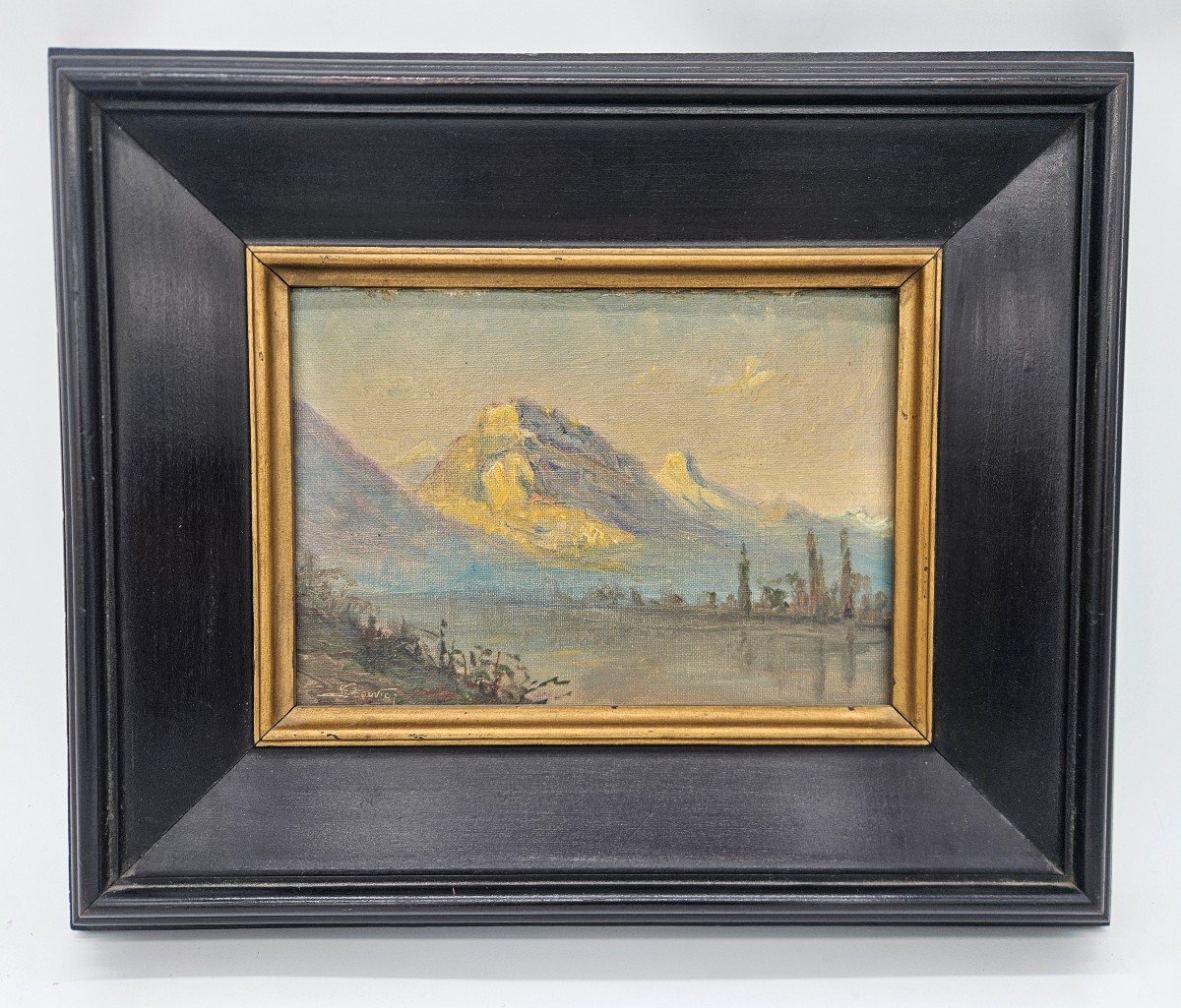 Laurent Bouvier: Oil On Canvas, Isère Valley 19th Century 