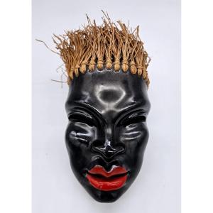 Bouquetiere En Céramique, Visage De Femme Africaine 