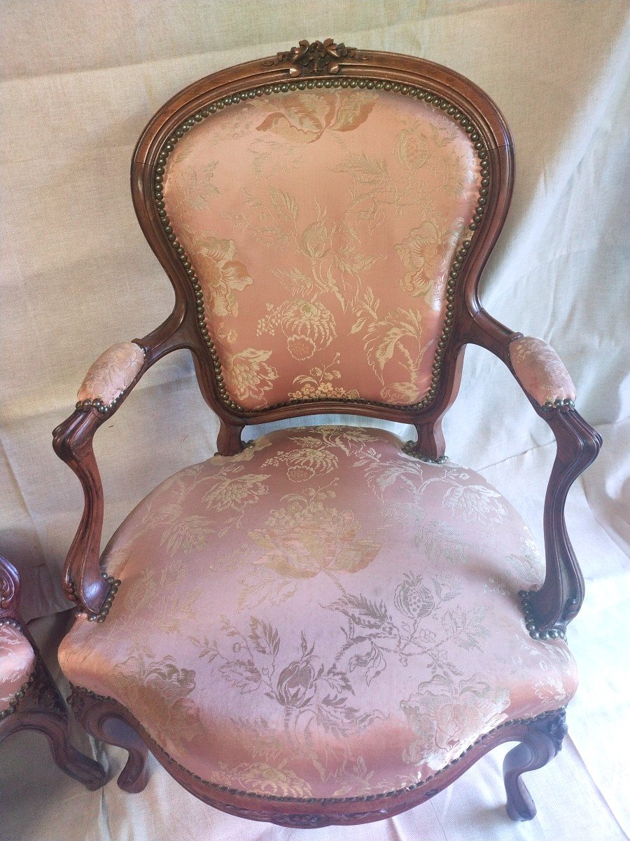 Paire De Fauteuils époque Napoléon III Palissandre Massif-photo-1