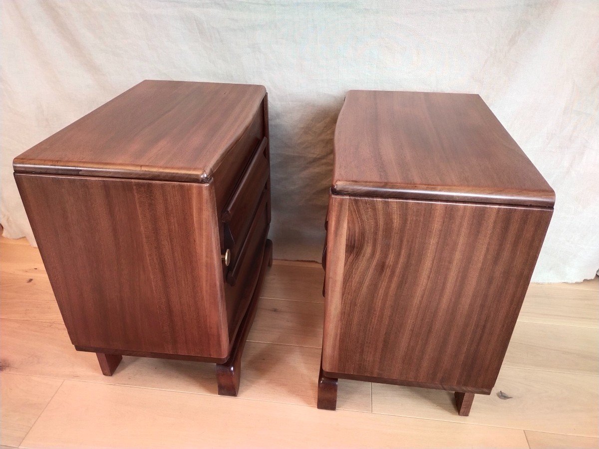 Pair Of 1950s Solid Mahogany Bedside Tables-photo-1