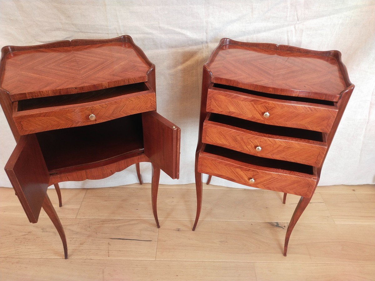 Pair Of Louis XV Style Walnut Bedside Tables Early 20th Century-photo-2