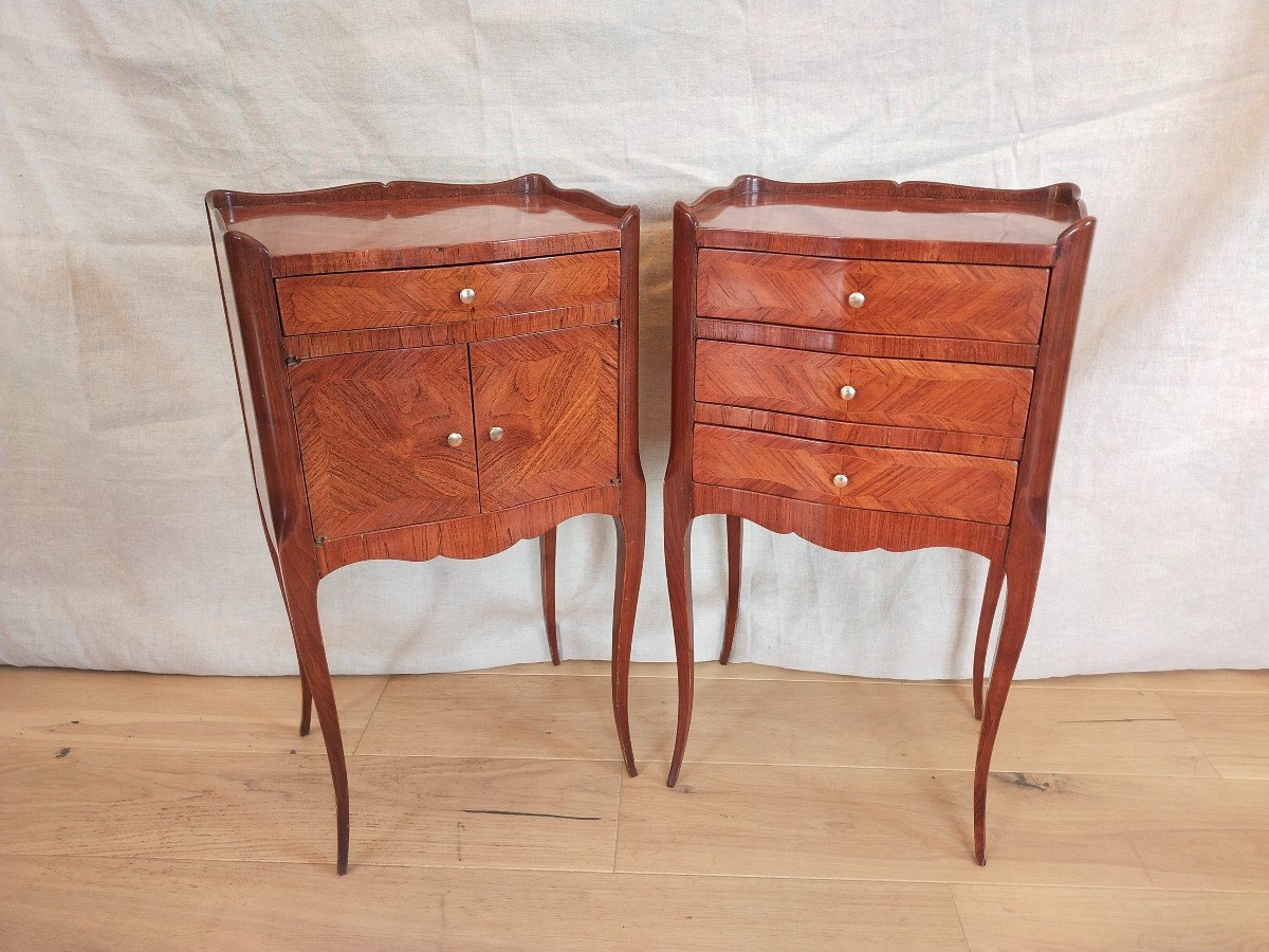 Pair Of Louis XV Style Walnut Bedside Tables Early 20th Century